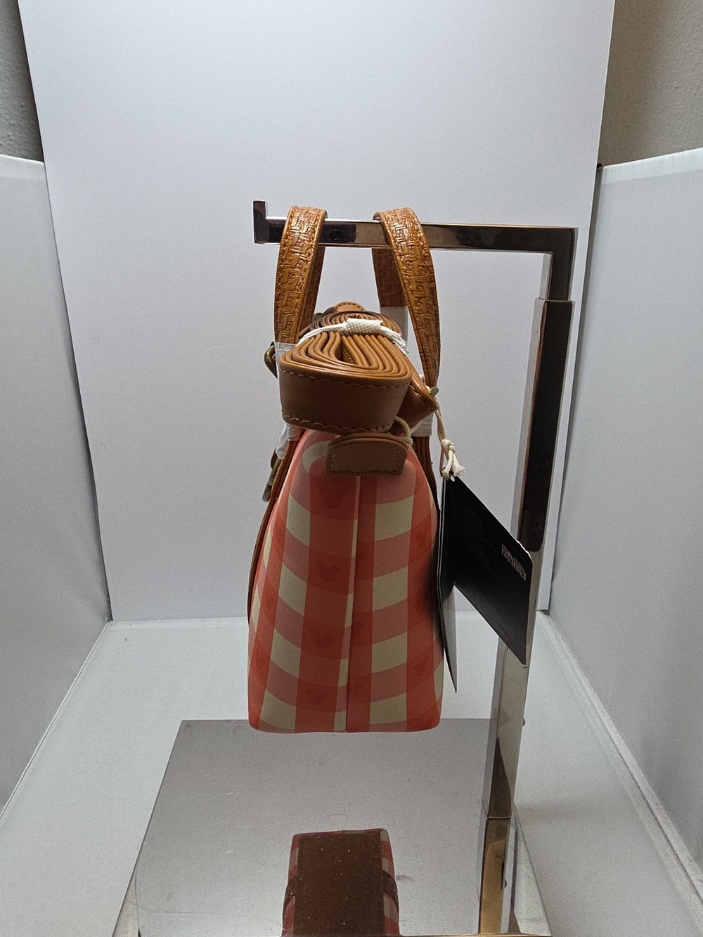 Loungefly Disney Mickey Mouse Gingham Picnic Basket Crossbody Bag NWT - Picture 3 of 6